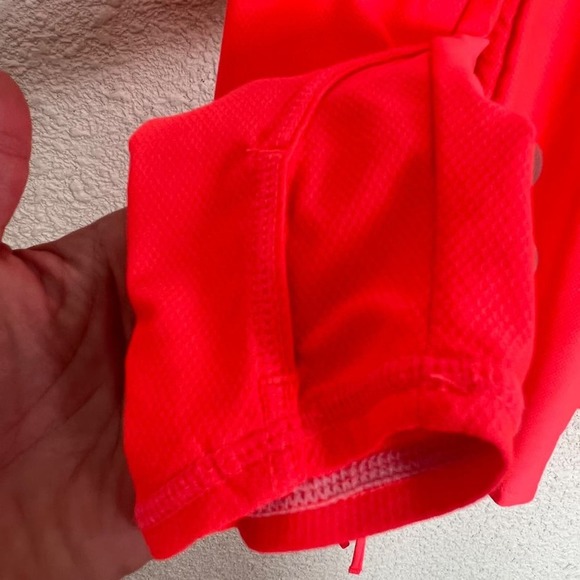 Athleta Neon Athletic Tunic Womens Small Orange Thumbholes Ruched Side - Picture 10 of 12